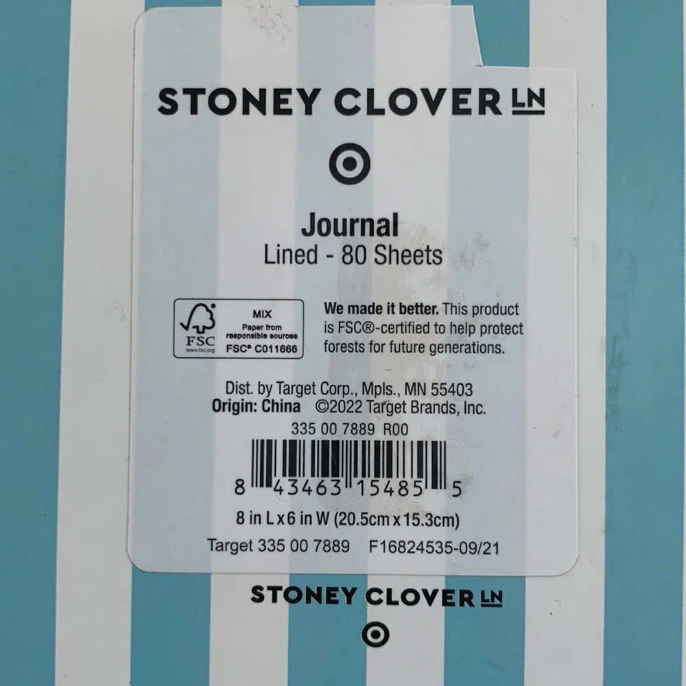 Stoney Clover Lane Limited 180 Page Edition Striped Journal